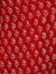 Red White Hand Block Printed Chiffon Saree with Zari Border - S031703119
