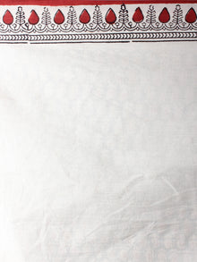 Beige Black Red Dabu Cotton Hand Block Printed Saree - S03170370