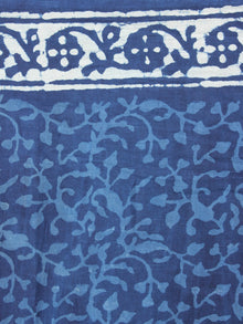 Indigo Cotton Hand Block Printed Saree in Natural Colors - S03170252