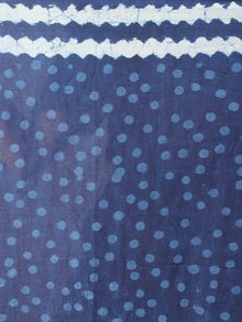 Indigo Cotton Hand Block Printed Saree in Natural Colors - S03170254