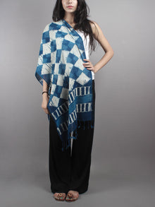 Indigo Bagru Hand Printed Handloom Cotton Stole- S6317003