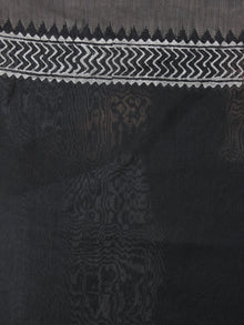 Black Red Hand Block Printed in Natural Vegetable Colors Chanderi Saree With Geecha Border - S03170380
