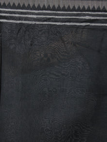 Black White Grey Hand Block Printed in Natural Vegetable Colors Chanderi Saree With Geecha Border - S03170382