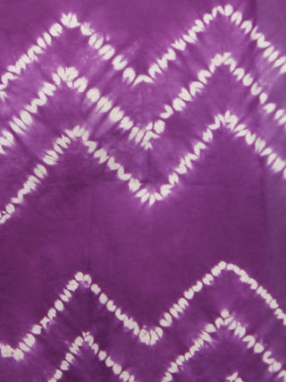 Purple White Shibori Hand Block Printed Straight Skirt With Side Slits - S40F287