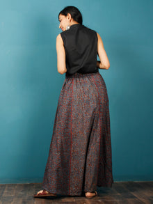 Indigo Black Maroon Beige Ajrakh Hand Block Printed Skirt  - S40F653
