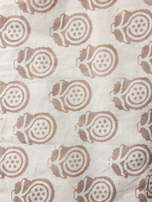Beige Bagru Hand Block Printed Elasticated Waist Trousers- T0317035