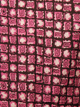 Pink Beige Black Hand Block Printed Skirt  - S40F377