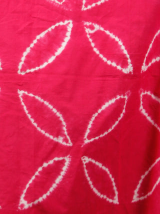 Pink White Shibori Hand Block Printed Straight Skirt With Side Slits - S40F265
