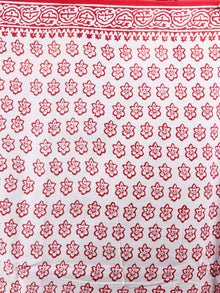 White Red Cotton Hand Block Bagru Printed Saree - S03170343