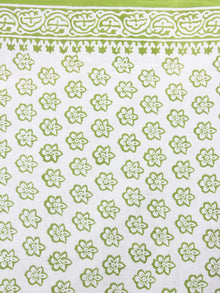 White Mint Green Cotton Hand Block Bagru Printed Saree - S03170346