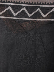 Black White Hand Block Printed in Natural Vegetable Colors Chanderi Saree With Geecha Border - S03170311