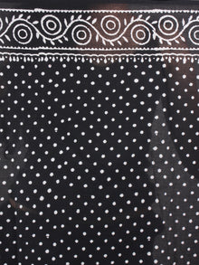 Black White Cotton Hand Block Bagru Printed Saree - S03170347