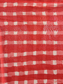 Red White Hand Block Printed Chanderi Unstitched Kurta & Chanderi Dupatta With Cotton Salwar - S1628004