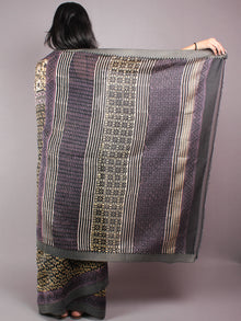 Black Yellow Hand Block Printed in Natural Vegetable Colors Chanderi Saree With Geecha Border - S03170312