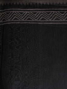 Black White Polka Dots Hand Block Printed in Natural Vegetable Colors Chanderi Saree With Geecha Border - S03170313