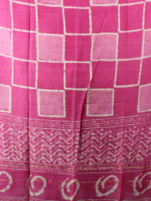 Pink White Hand Block Printed Chanderi Unstitched Kurta & Chanderi Dupatta With Cotton Salwar - S1628001