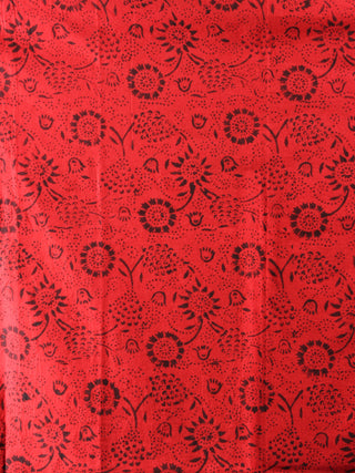 Indigo Red Hand Block Printed Chanderi Unstitched Kurta & Chanderi Dupatta With Cotton Salwar - S1628008
