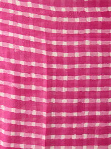 Pink White Hand Block Printed Chanderi Unstitched Kurta & Chanderi Dupatta With Cotton Salwar - S1628009
