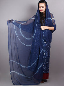 Indigo White Hand Block Printed Chanderi Unstitched Kurta & Shiffon Dupatta With Maroon Cotton Salwar - S1628012