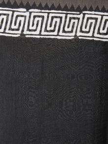 Black White Leharia Hand Block Printed in Natural Vegetable Colors Chanderi Saree With Geecha Border - S03170322