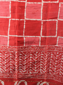 Red White Hand Block Printed Chanderi Unstitched Kurta & Chanderi Dupatta With Cotton Salwar - S1628002