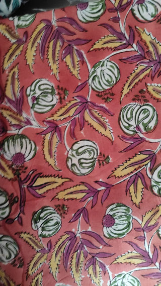 Hand Block Printed Cotton Fabric Per Meter - F001F2643