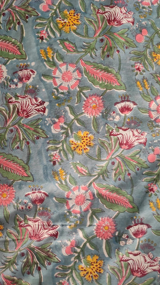 Hand Block Printed Cotton Fabric Per Meter - F001F2641