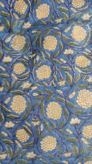 Hand Block Printed Cotton Fabric Per Meter - F001F2654