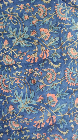 Hand Block Printed Cotton Fabric Per Meter - F001F2652