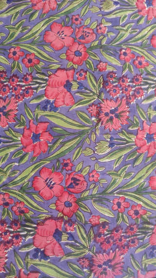 Hand Block Printed Cotton Fabric Per Meter - F001F2650