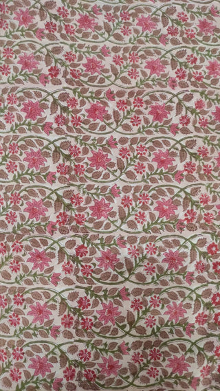 Hand Block Printed Cotton Fabric Per Meter - F001F2657