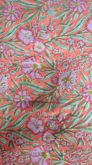 Hand Block Printed Cotton Fabric Per Meter - F001F2658