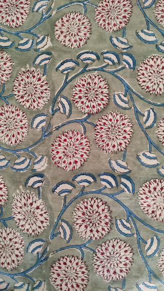 Hand Block Printed Cotton Fabric Per Meter - F001F2667