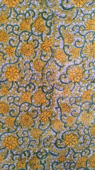 Hand Block Printed Cotton Fabric Per Meter - F001F2660