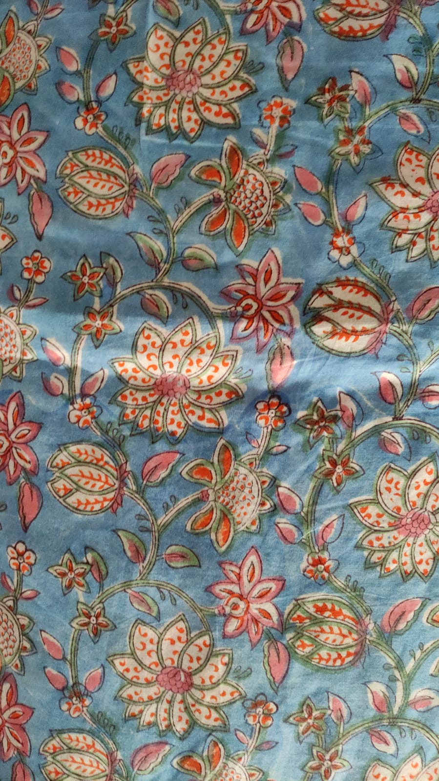 Hand Block Printed Cotton Fabric Per Meter - F001F2661