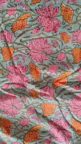 Hand Block Printed Cotton Fabric Per Meter - F001F2665