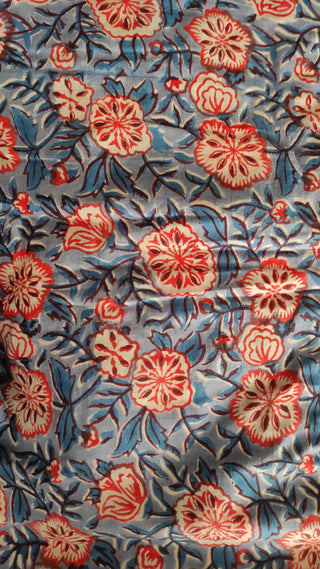 Hand Block Printed Cotton Fabric Per Meter - F001F2682