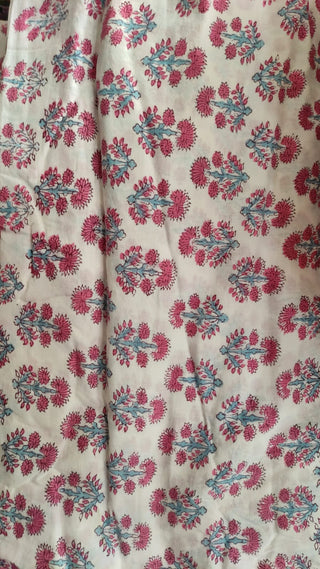 Hand Block Printed Cotton Fabric Per Meter - F001F2686