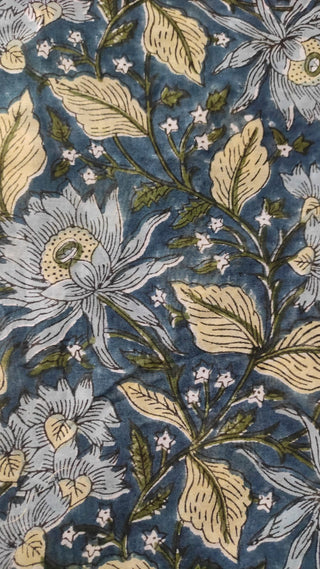 Hand Block Printed Cotton Fabric Per Meter - F001F2689