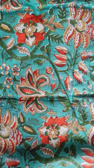 Hand Block Printed Cotton Fabric Per Meter - F001F2695