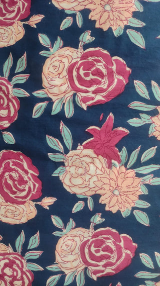 Hand Block Printed Cotton Fabric Per Meter - F001F2697