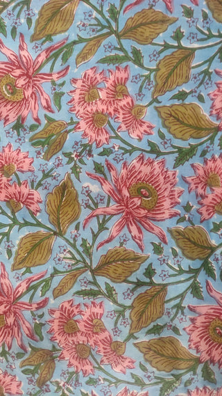Hand Block Printed Cotton Fabric Per Meter - F001F2698