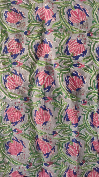 Hand Block Printed Cotton Fabric Per Meter - F001F2699