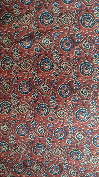 Hand Block Printed Cotton Fabric Per Meter - F001F2714