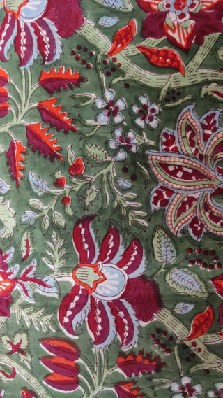 Hand Block Printed Cotton Fabric Per Meter - F001F2721