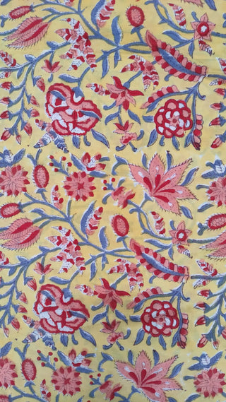 Hand Block Printed Cotton Fabric Per Meter - F001F2723