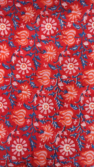 Hand Block Printed Cotton Fabric Per Meter - F001F2724