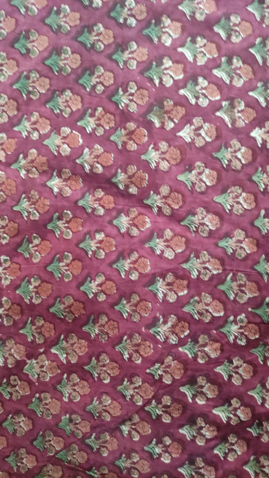 Hand Block Printed Cotton Fabric Per Meter - F001F2726