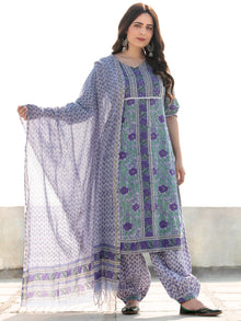 Zohra Raga - Set of Straight Kurta Salwar & Dupatta - KS60M2516D