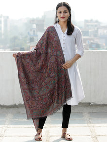 Black Multi amavar weaved Modal Silk Wool Kashmiri Stole - S200583